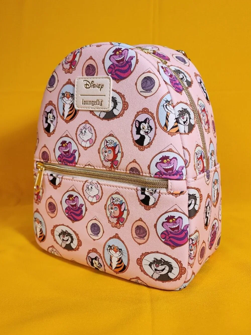 Loungefly Disney Cats Portrait Pink AOP Marie Figaro Dinah Mini Backpack NEW